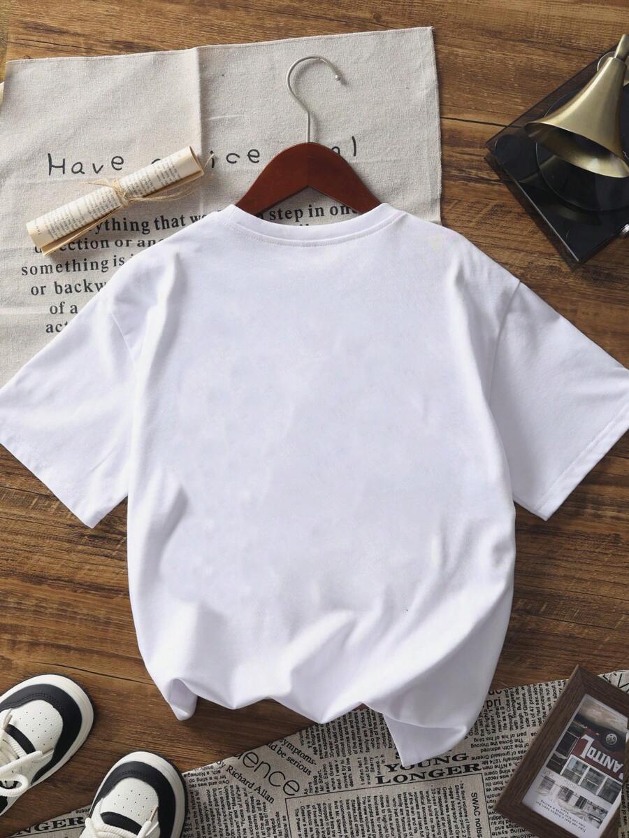 1pc Cute Graphic Print Short Sleeve T-Shirt for Tween Girls, Soft Lightweight Summer Top for School, Casual Wear, and Everyday Comfort