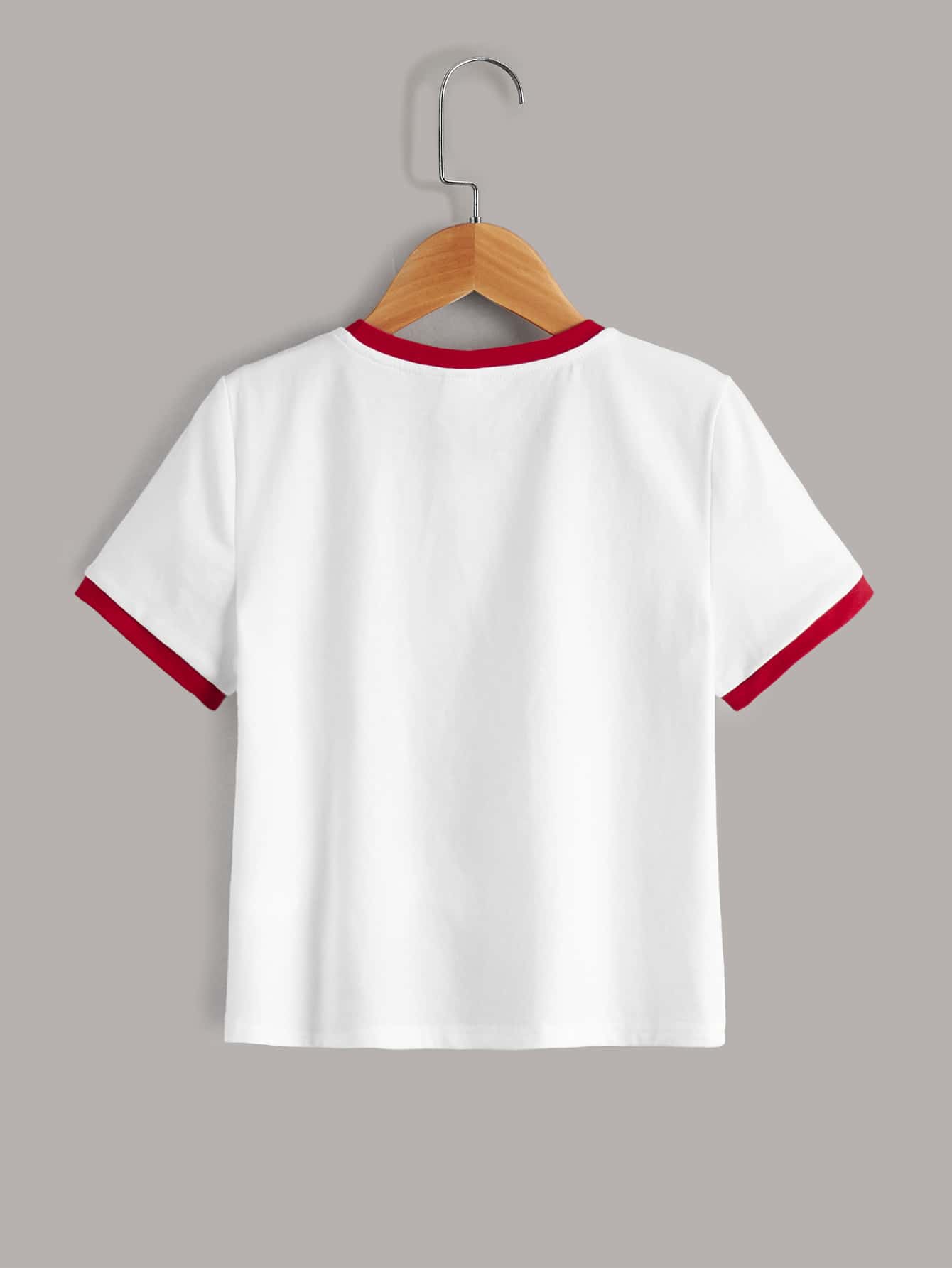 Tween Girls' Cherry Print T-Shirt with Contrast Trim, Casual Summer Short Sleeve Top for Everyday Wear