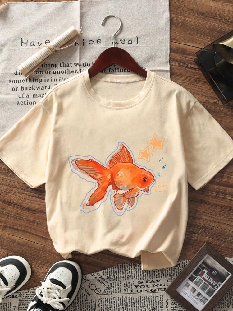 Tween Girls' Graphic Print Short Sleeve T-Shirt, Lightweight Summer Top for School, Playtime, and Everyday Casual Wear