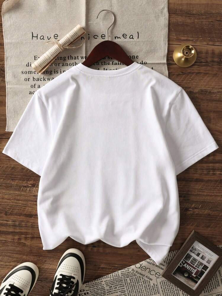 Girls' Minimalist Letter Print T-Shirt – Casual Short Sleeve Summer Tee for Youth & Students, Soft Cotton Daily Graphic Top