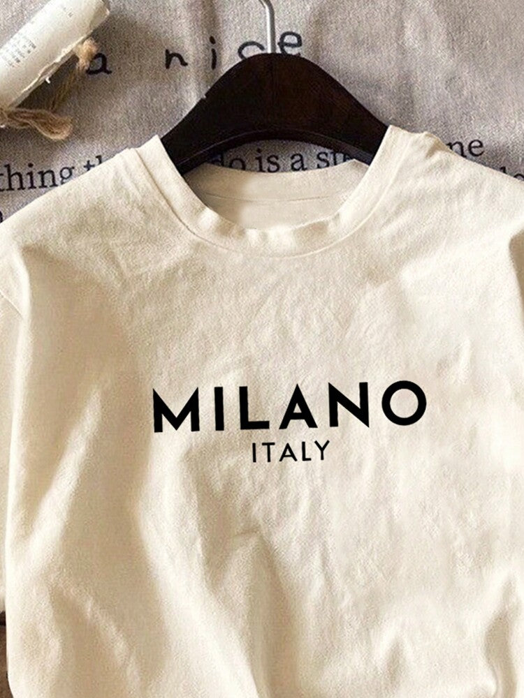 Girls' Casual Round Neck Knit T-Shirt – Soft Comfortable Printed Short Sleeve Tee for Everyday Wear
