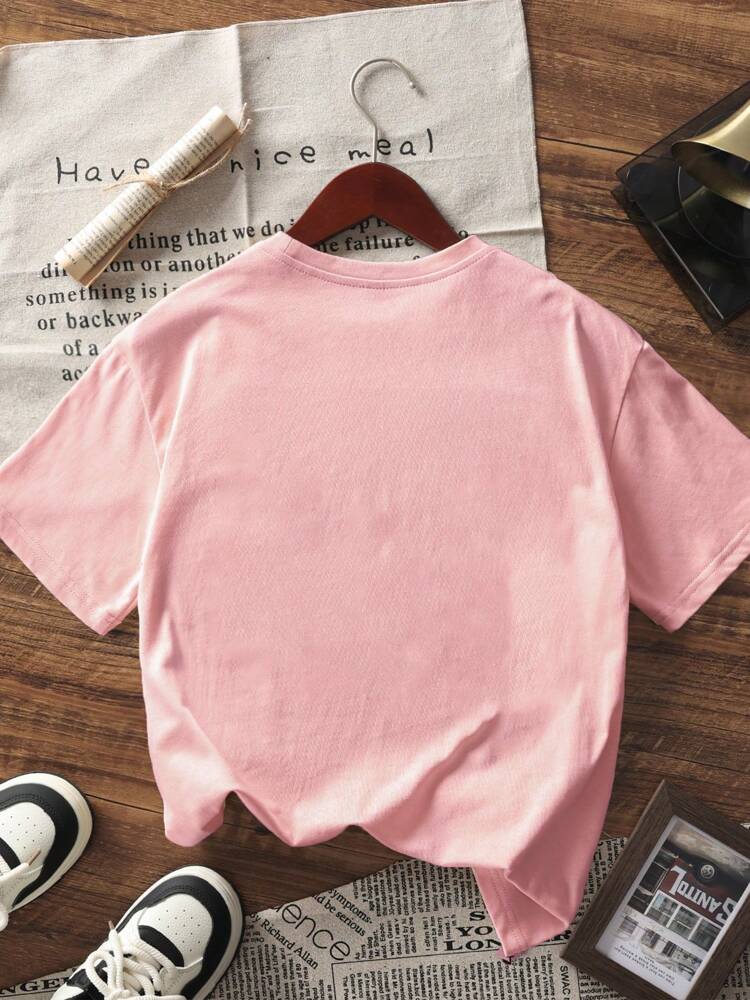 Tween Girls Printed Short Sleeve T-Shirt, Comfy Lightweight Summer Tee, Cute Casual Top for School & Everyday Wear