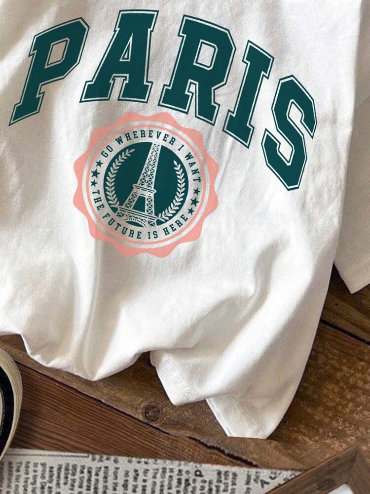 Tween Girls Relaxed Fit Paris Sports Graphic T-Shirt – Casual Short Sleeve Summer Tee for Daily Wear and Back to School Outfits