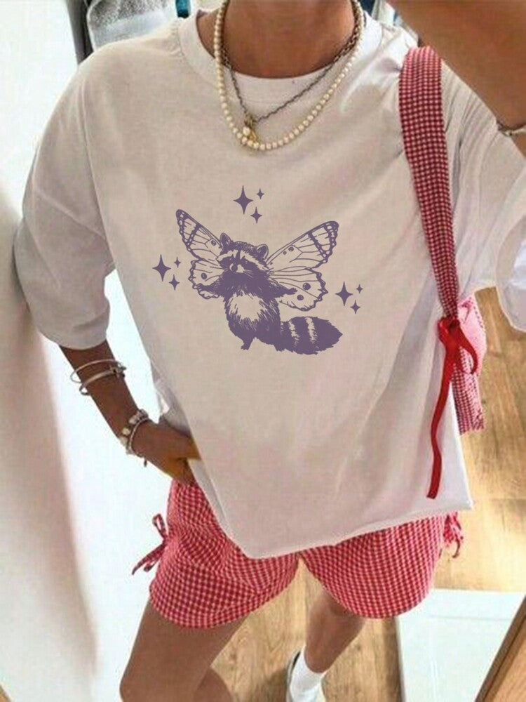 Fun & Colorful Graphic Print Round Neck T-Shirt for Girls and Tweens, Soft Lightweight Pullover Summer Top with Short Sleeves, Casual Kids Tee That Sparks Imagination and Joyful Playtime