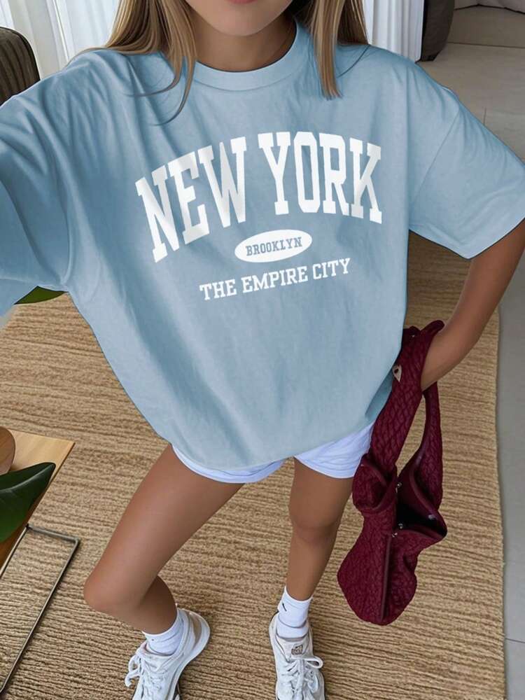1pc Girls' Colorful Graphic Print Short Sleeve T-Shirt, Casual Round Neck Summer Top for Students and Youth, Inspiring Self-Expression and Creativity Through Fun Everyday Style
