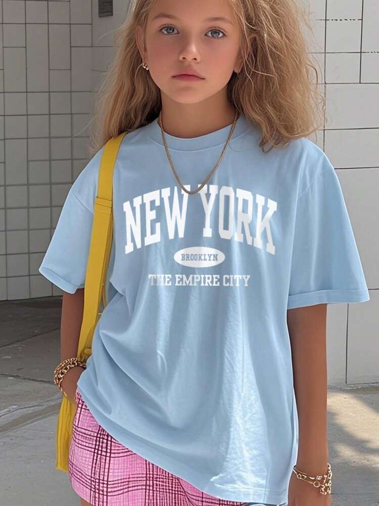 1pc Girls' Colorful Graphic Print Short Sleeve T-Shirt, Casual Round Neck Summer Top for Students and Youth, Inspiring Self-Expression and Creativity Through Fun Everyday Style