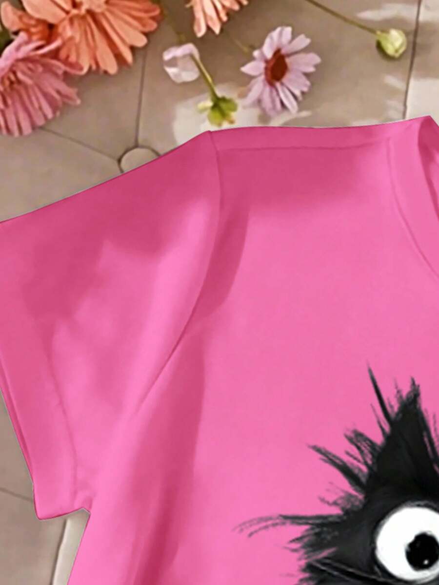 Tween Girls' Minimalist Cat Graphic Short Sleeve T-Shirt, Soft Casual Round Neck Summer Top for School, Campus, and Everyday Wear