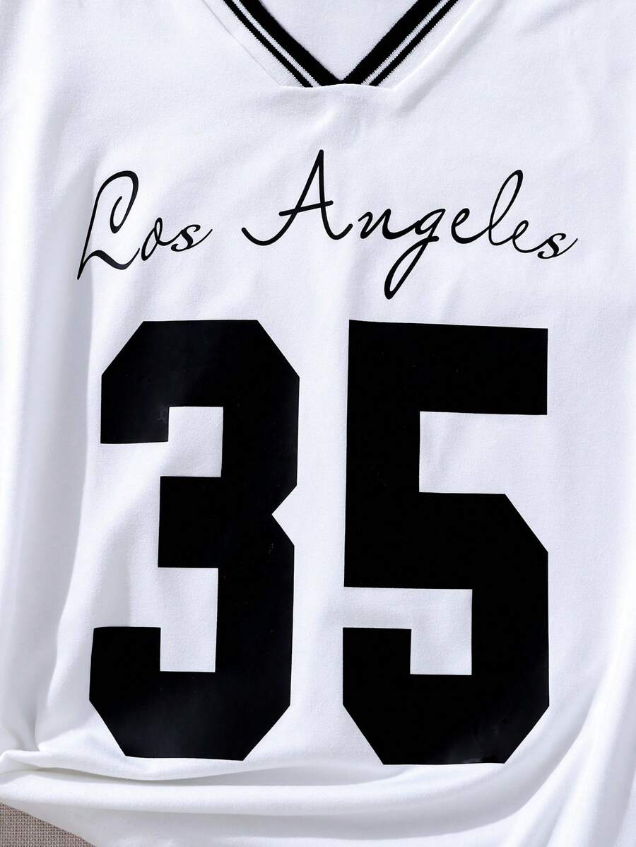 Tween Girls' V-Neck Los Angeles Graphic T-Shirt, Short Sleeve Casual Summer Top for Everyday Wear