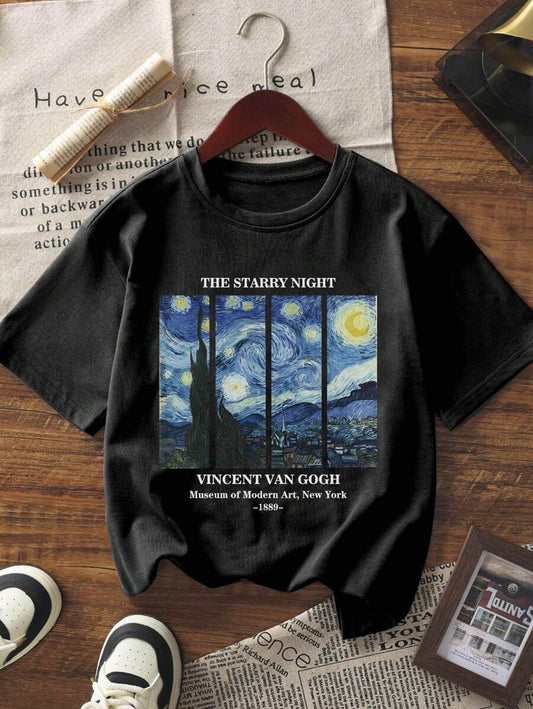 1pc Star Print Short Sleeve T-Shirt for Teen Girls, Soft and Stylish Summer Top for School, Casual Wear, and Everyday Comfort