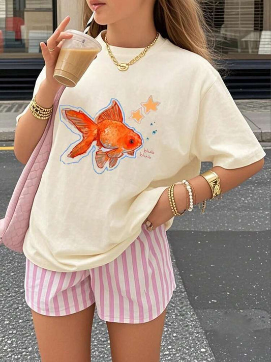 Tween Girls' Graphic Print Short Sleeve T-Shirt, Lightweight Summer Top for School, Playtime, and Everyday Casual Wear