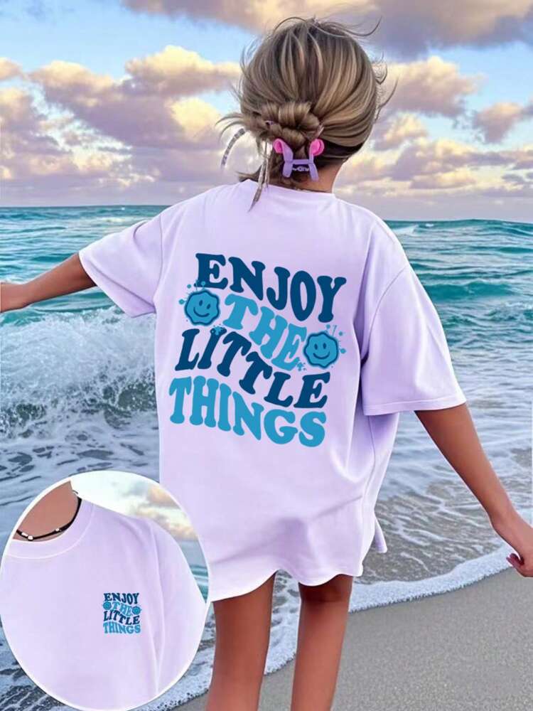 Tween Girls' Graphic Print Short Sleeve T-Shirt, Soft Casual Crew Neck Summer Top for School, Play, and Everyday Wear, Lightweight Youth Tee for Creative Self-Expression