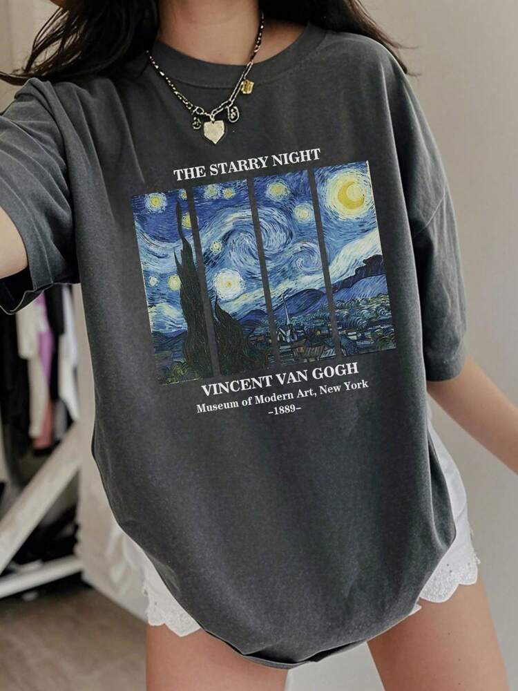1pc Star Print Short Sleeve T-Shirt for Teen Girls, Soft and Stylish Summer Top for School, Casual Wear, and Everyday Comfort