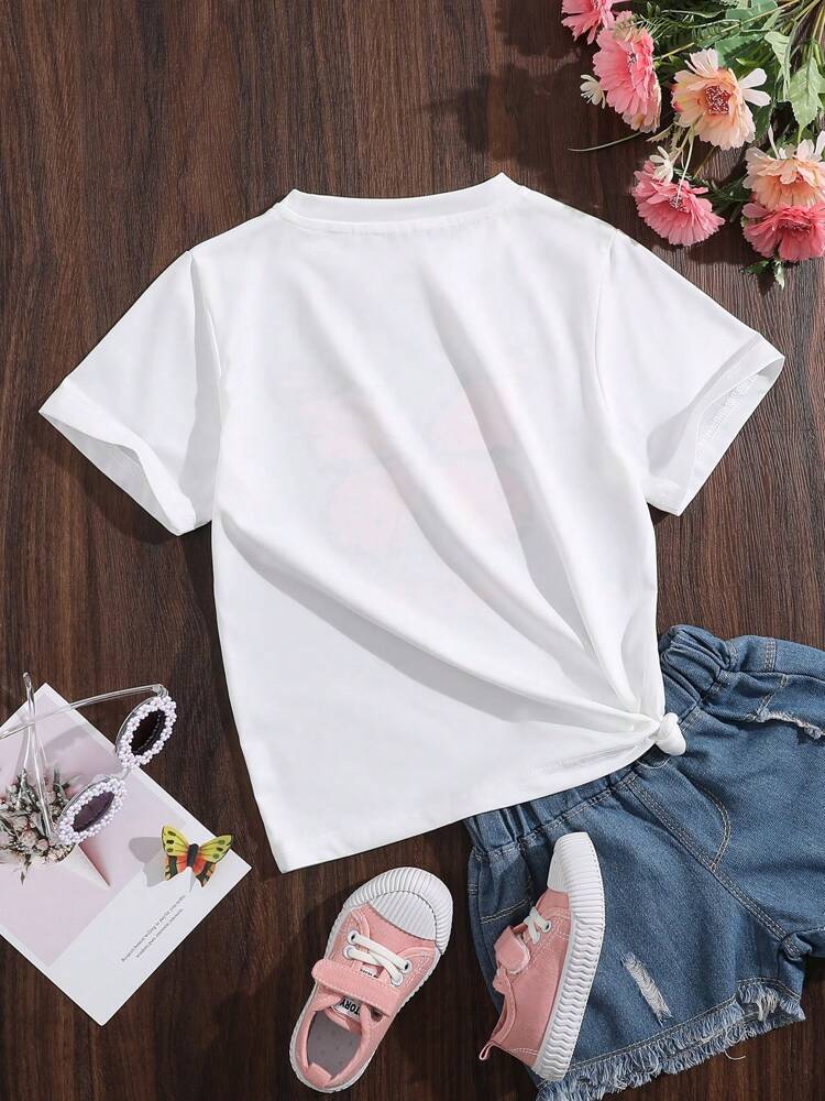 Tween Girls’ Butterfly & Letter Graphic Print T-Shirt – Casual Summer Tee for Students, Soft Lightweight Short Sleeve Top
