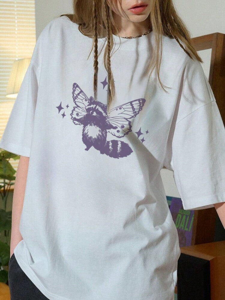 Fun & Colorful Graphic Print Round Neck T-Shirt for Girls and Tweens, Soft Lightweight Pullover Summer Top with Short Sleeves, Casual Kids Tee That Sparks Imagination and Joyful Playtime