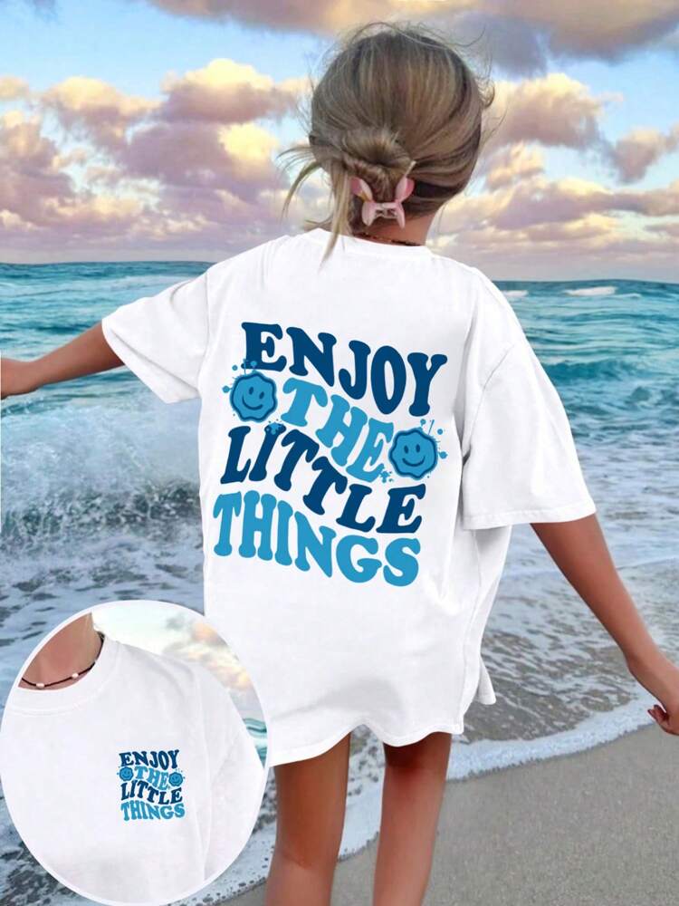 Tween Girls' Graphic Print Short Sleeve T-Shirt, Soft Casual Crew Neck Summer Top for School, Play, and Everyday Wear, Lightweight Youth Tee for Creative Self-Expression