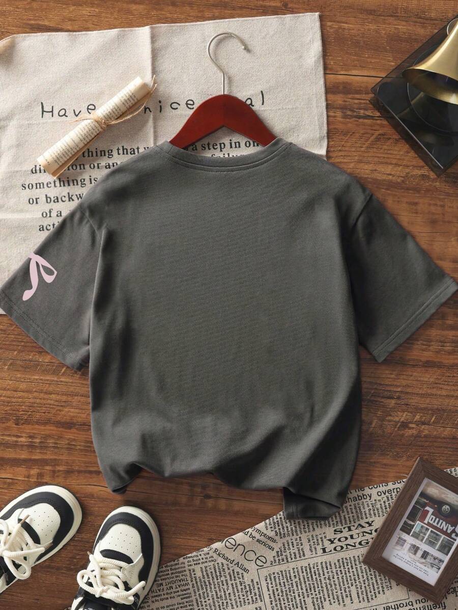 Tween Girls Printed Short Sleeve T-Shirt, Comfy Lightweight Summer Tee, Cute Casual Top for School & Everyday Wear
