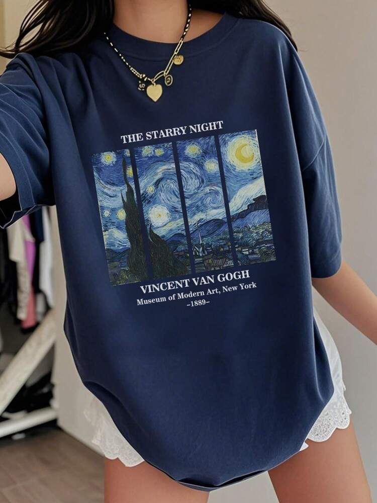 1pc Star Print Short Sleeve T-Shirt for Teen Girls, Soft and Stylish Summer Top for School, Casual Wear, and Everyday Comfort